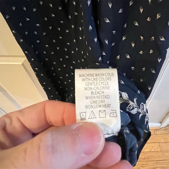 Max Studio Women's Midi Dress S Blue White Pattern V-Neck Long Sleeve - Picture 10 of 10